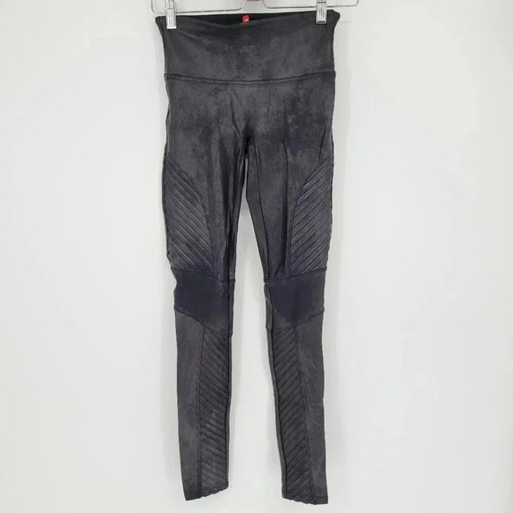 SPANX moto black faux leather legging Size small Petit - Picture 3 of 8